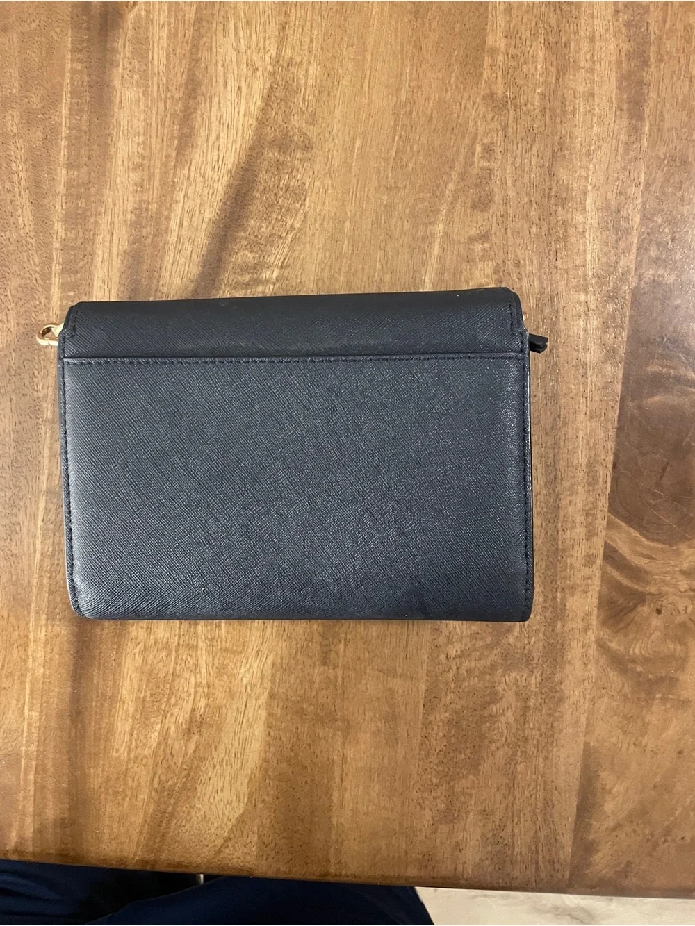 Tory Burch Navy Saffiano Leather Wallet with Gold Logo